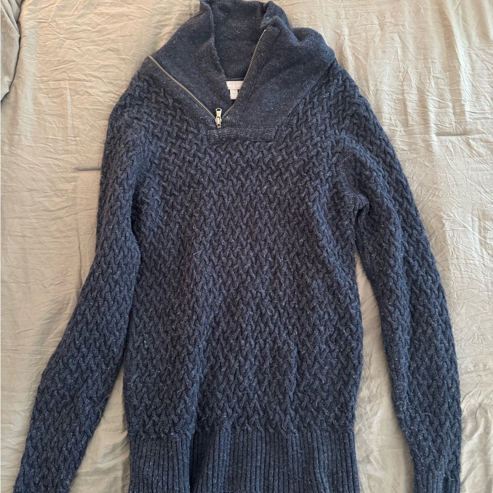 Cozy Navy Knit Sweater with Zipper